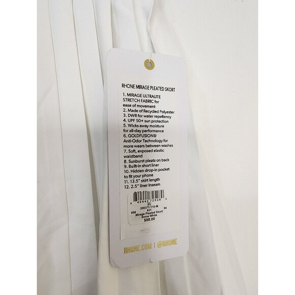 NWT Size Medium Rhone Mirage Pleated Skort Snow White - Picture 4 of 8